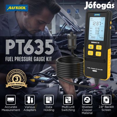Autool PT635 Üzemanyagnyomás és hőmérsékletmérő / Fuel Pressure Gauge