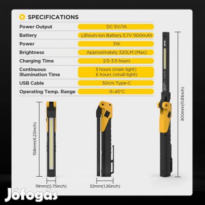 Autool SL810 Kompakt újratölthető COB LED munkalámpa