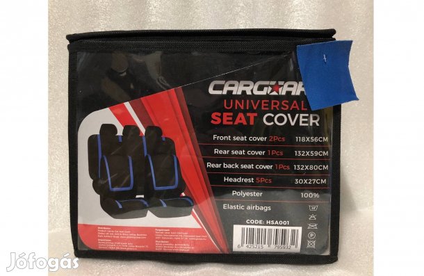 Autós Univerzális üléshuzat szett - kék / fekete - 9 db-os - HSA001