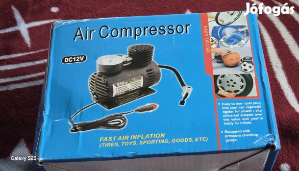 Autós kompresszor 12 V, tölthető