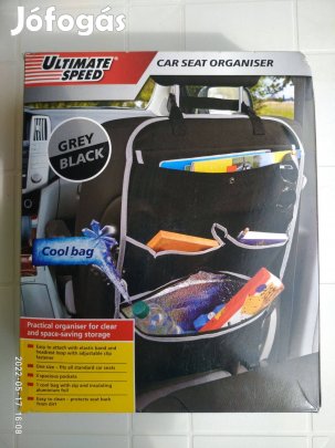 Autóülés háttámlájára helyezhető hűtős tároló szortírozó, új termék