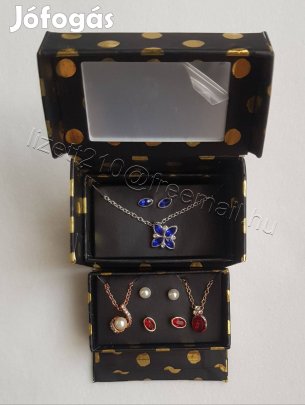 Avon ékszerdoboz 3 darabos nyaklánc fülbevaló szett kék fehér bontatla