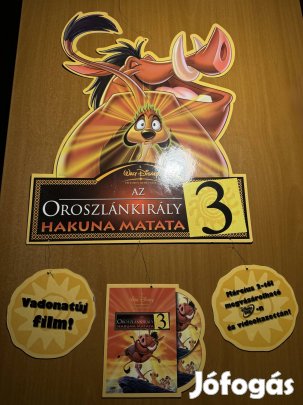 Az oroszlánkirály 3. Hakuna Matata VHS függő karton reklám, display