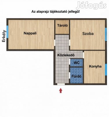 Azonnal költözhető, alacsony rezsijű 2 szobás lakás erkéllyel