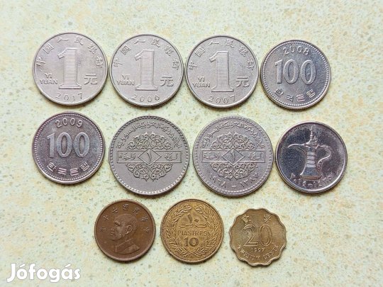 Ázsia Közel-Kelet 11 db Különböző Érme Libanon Kína Taiwan Szíria Stb