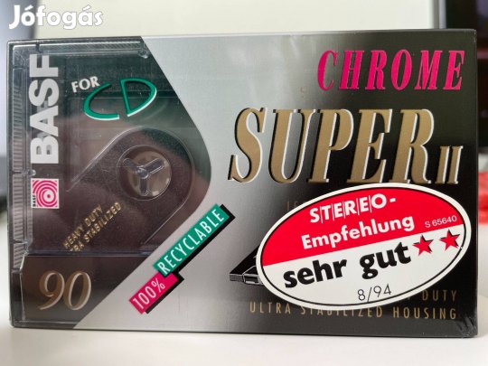 BASF Chrome Super II 90 1993 bontatlan, új magnókazetta, audio kazetta