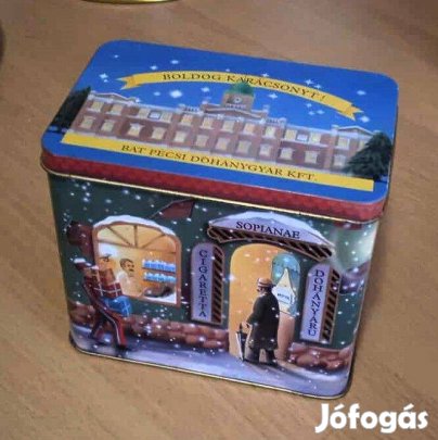 BAT Pécs Sophianae reklám retro fém díszdoboz. Gyűjtőknek is!