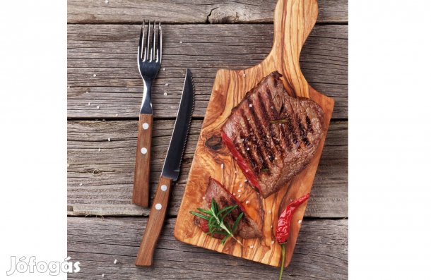 BBQ Evőeszköz Grill készlet fa nyelű 4db-os villa + 4db-os kés