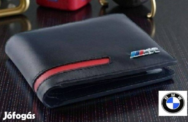 BMW Bőr / M-Performance Prémium MIN. Pénztárca Kék/Piros diszítés