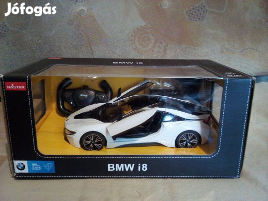 BMW I8 fehér távirányítós autó 1:14 arányban fehér színben