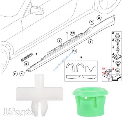 BMW küszöb díszléc rögzítő patent E36, E46, E90, E91,  51711932996 +