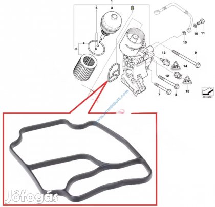 BMW olajszűrő ház tömítés 1142171985, M50 M52 M54, E36, E46, E60,