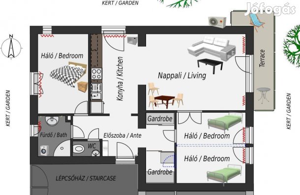 BP 2.ker. - 75m2 kertre néző, felújított garázsos otthon Tulajdonostól