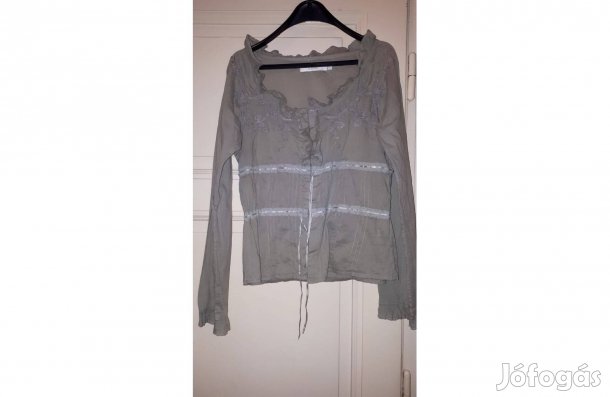 B- Young zöld hímzett női felső, blúz ( S-es )