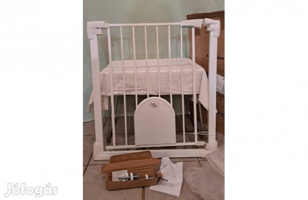 Baba biztonsági kapu kisállat átjáróval, 74x81x4,5 cm, új