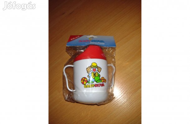 Baba gyerek pohár, felborulás ellen védő alja van, két füles