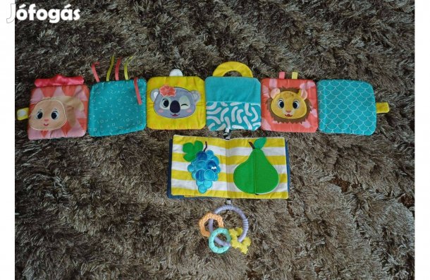 Baba textilkönyvek, szilikon rágóka - egyben