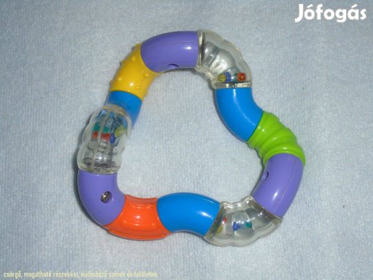 Babajáték csörgő, mozgatható részekkel - különböző színek, felületek