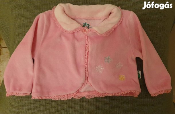 Babakardigán, plüss, rózsaszín, 68