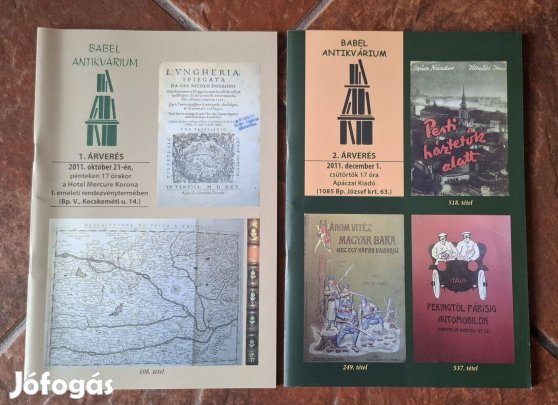 Bábel antikvárium aukciós katalógusai