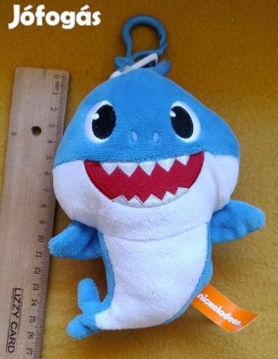 Baby Shark plüss (kék, cipzáros, akasztós)