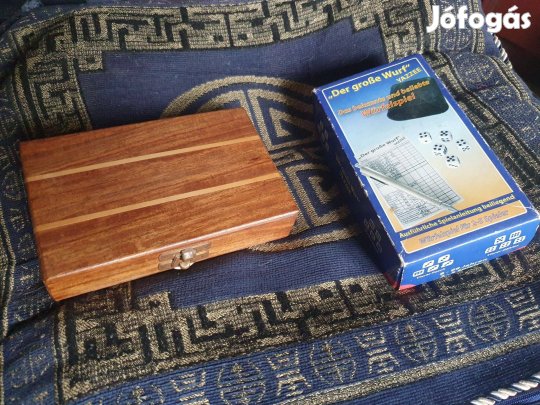 Backgammon, dáma klasszikus társasjáték + kockajáték pohárral