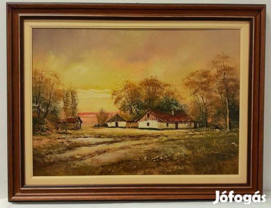 Bácskai Varga János festmény, 50x70 cm, kerettel: 64x84 cm