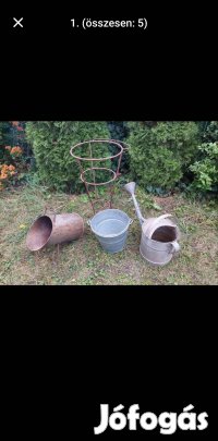 Bádog vödör, locsolókanna, szenes