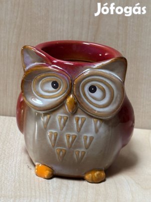 Bagoly alakú kerámia mécsestartó, dísztárgy