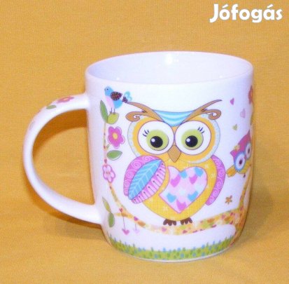 Bagoly porcelán bögre