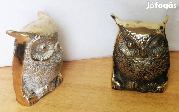 Bagolyfiókák kisméretű bronz szobor páros. Egzotikus ritkaság