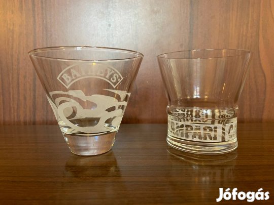 Baileys és Campari pohár 1-1 db, rövid italnak