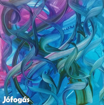 Baján Ildikó festmény 50 x 50 cm. Kék madár