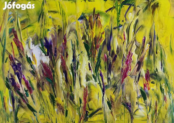 Baján Ildikó festmény 50 x 70 cm. Sárga mező