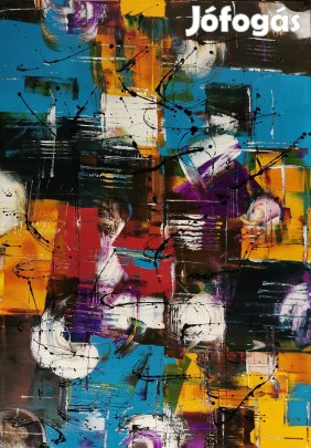 Baján Ildikó festmény 70 x 100 cm. Forog a lemez