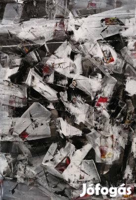 Baján Ildikó festmény 70 x 100 cm. Szívverések a romok között