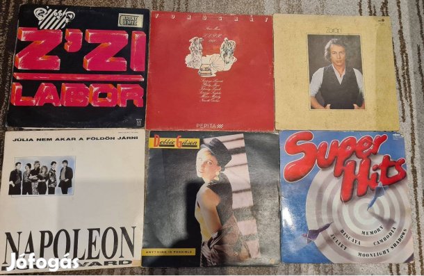 Bakelit lemezek magyar és külföldi régi slágerek 7db +1 szitár