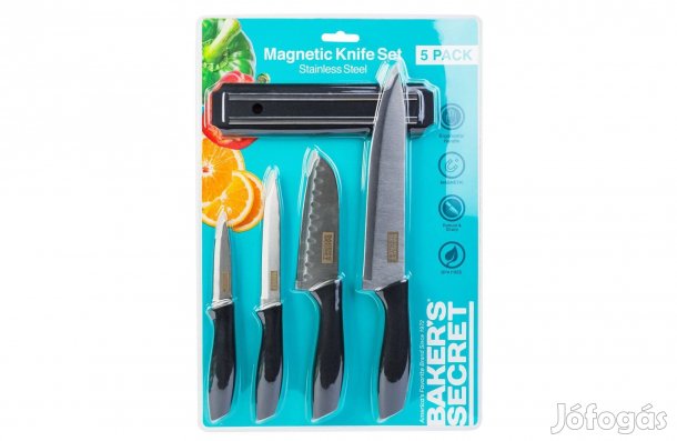 Baker's Secret Mágneses fali konzol és 4 db kés szett