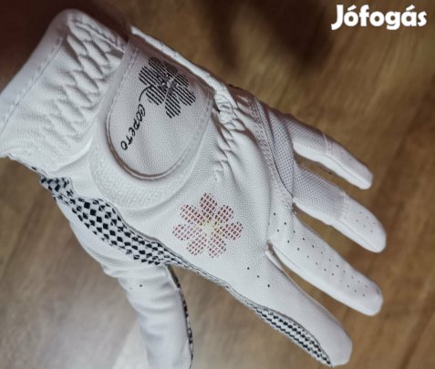 Bal kezes virágmintás, strasszos golfkesztyű 20-as + fa tee szett Új