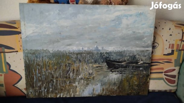 Balaton olaj festmény fára 80x60 cm