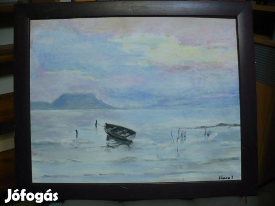 Balatoni csendélet akril festmény