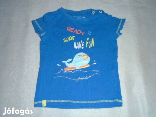 Bálna mintás kék színű póló 9-12 hó (méret 80)