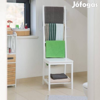 Bambusz törölközőtartó szék - fehér