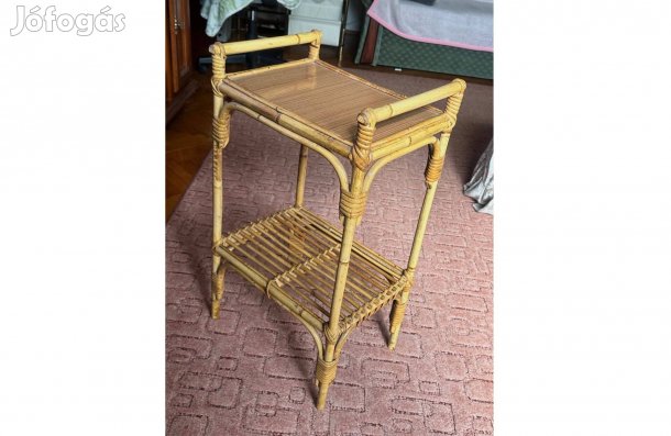 Bambusz vintage retro lerakó asztal polc 1950-es évek deco design 69x3