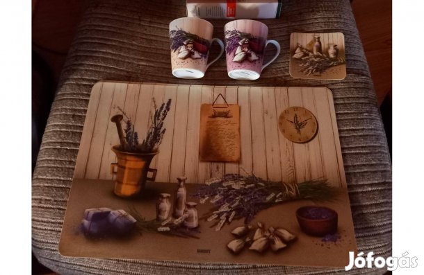 Banquet levendulás 2 bögre, tányéralátét 4 db ) - Új