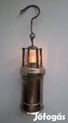 Bányászlámpa asztali elemes rozsdamentes fém
