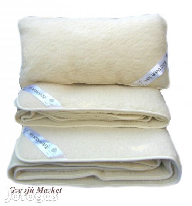 Bárány merino gyapjú garnitúra natúr (derékalj, takaró, párna)