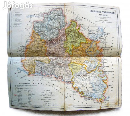 Baranya Vármegye régi térkép 1920