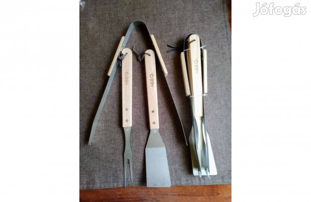 Barbecue szett Grill Szett minőségi nemesacél Fa Új Ajándékozható