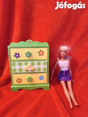 Barbi Öltöztetős fiókos szekrény+ Barbi Ruhával